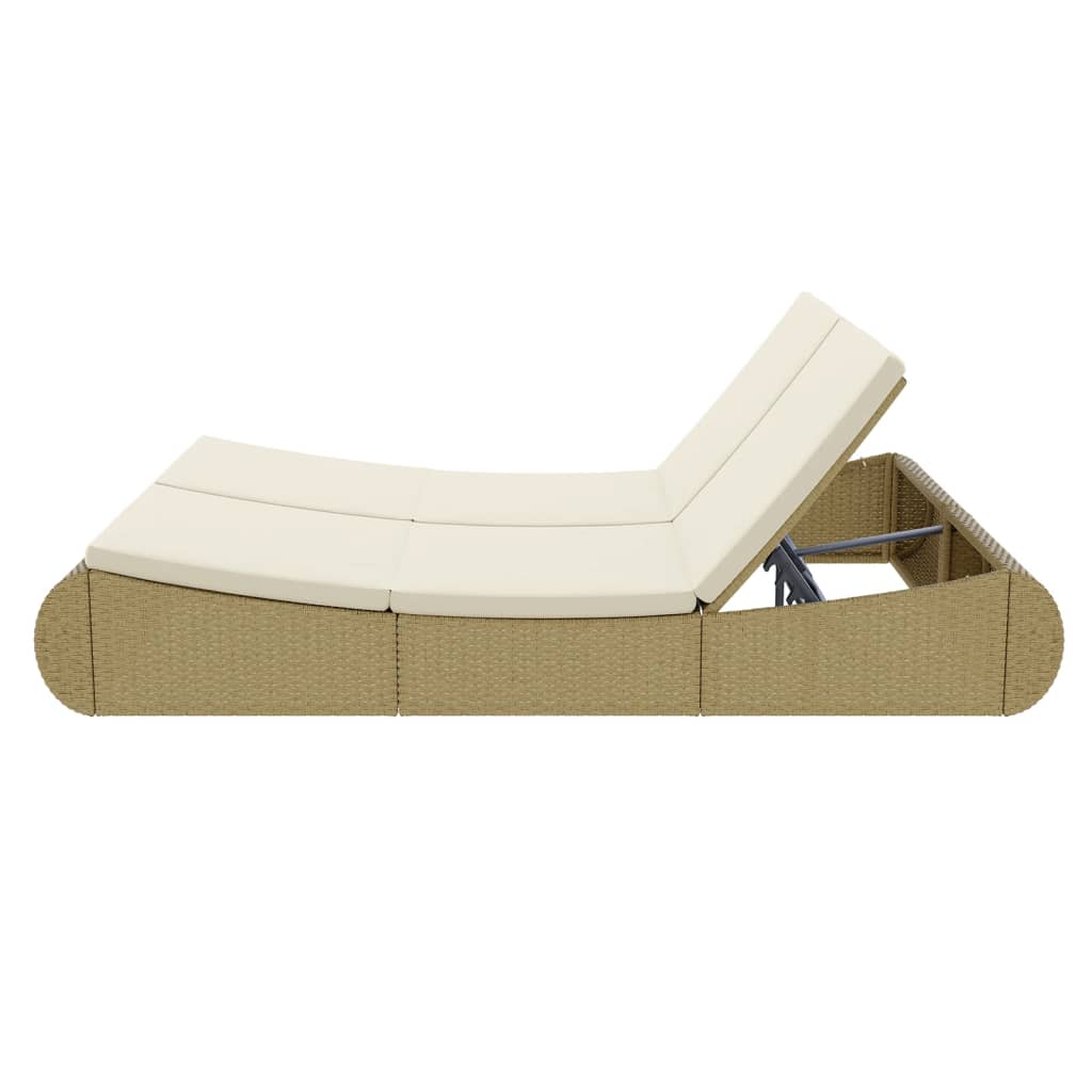 Lettino Prendisole In Polyrattan Beige