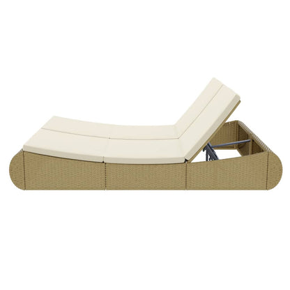 Lettino Prendisole In Polyrattan Beige