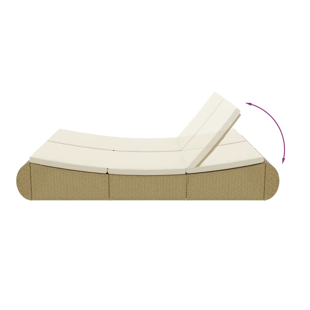 Lettino Prendisole In Polyrattan Beige