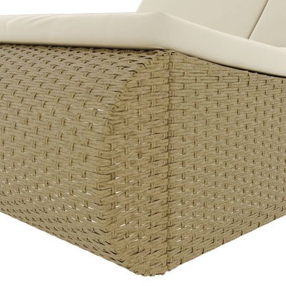 Lettino Prendisole In Polyrattan Beige