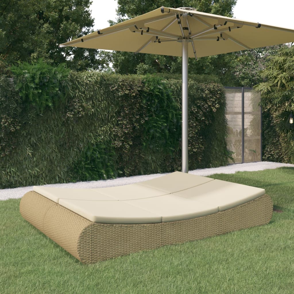 Lettino Prendisole In Polyrattan Beige