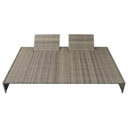 Lettino Prendisole Doppio Con Cuscino In Polyrattan Grigio