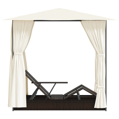 Lettino Prendisole Doppio Con Tende In Polyrattan