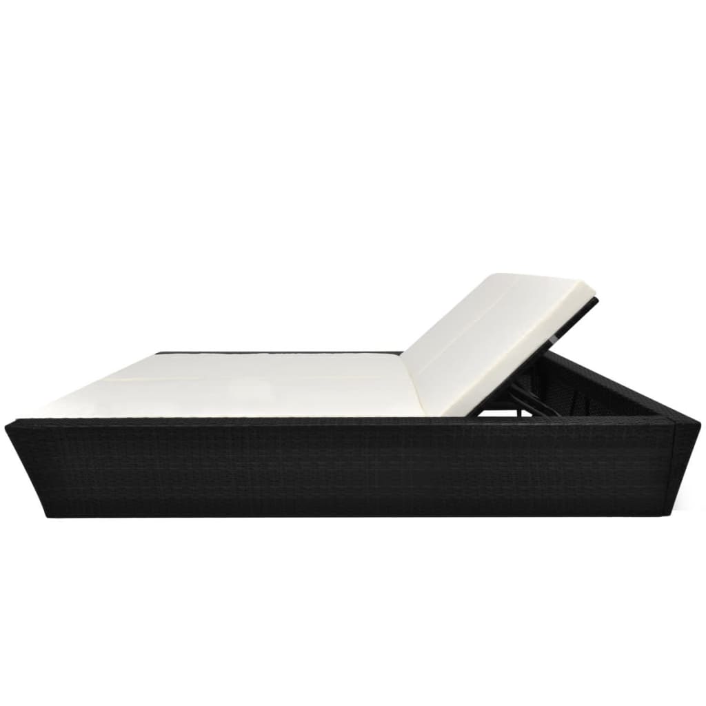Lettino Prendisole Da Giardino Con Cuscino In Polyrattan