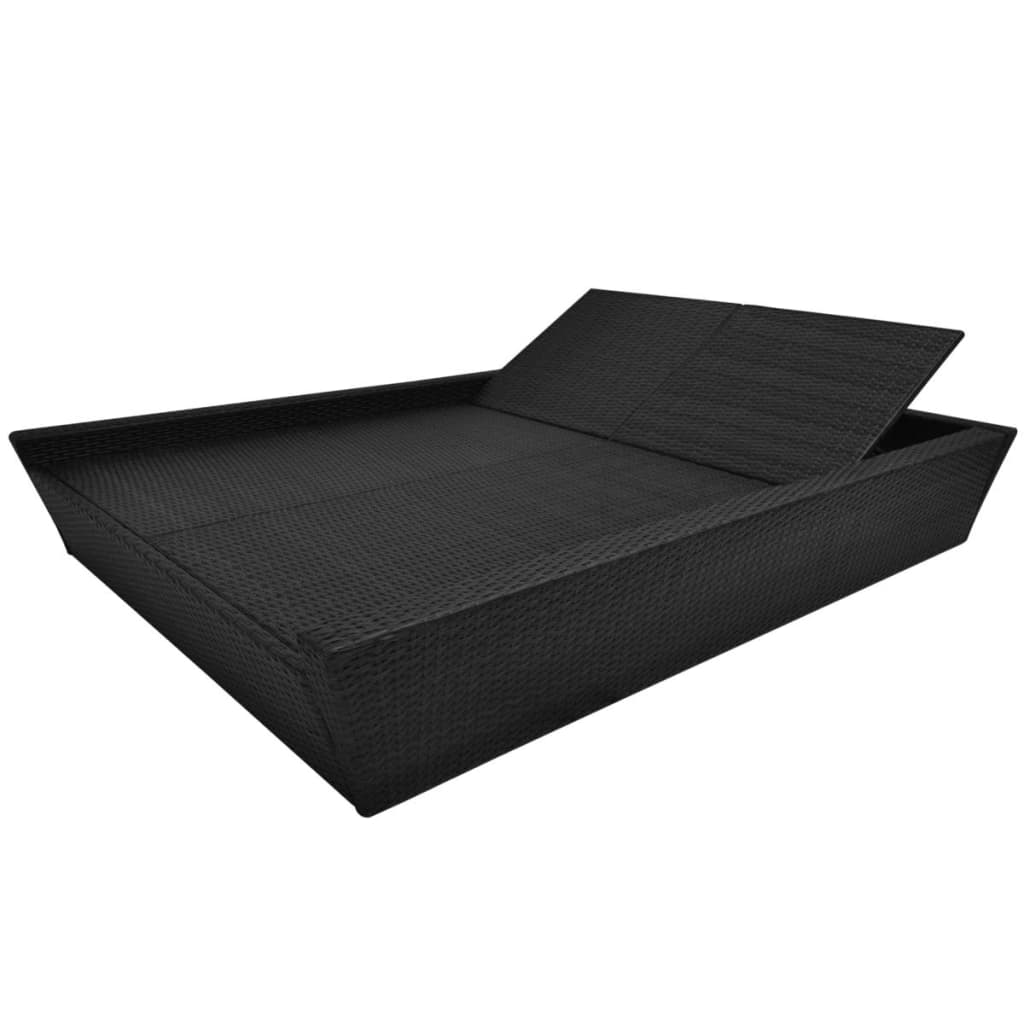 Lettino Prendisole Da Giardino Con Cuscino In Polyrattan