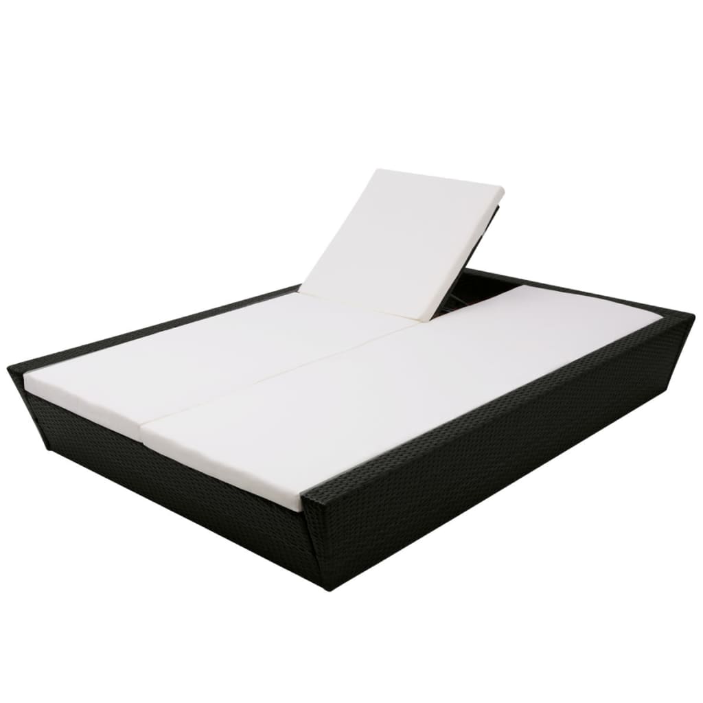 Lettino Prendisole Da Giardino Con Cuscino In Polyrattan
