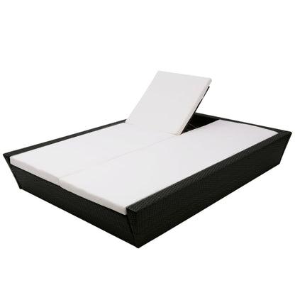 Lettino Prendisole Da Giardino Con Cuscino In Polyrattan