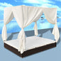 Lettino Prendisole Con Tende In Polyrattan