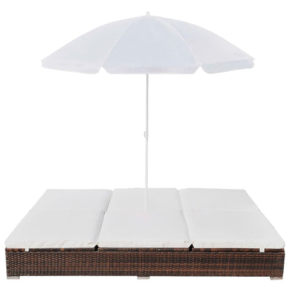 Lettino Prendisole Con Ombrellone In Polyrattan
