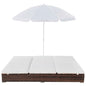 Lettino Prendisole Con Ombrellone In Polyrattan
