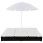 Lettino Prendisole Con Ombrellone In Polyrattan