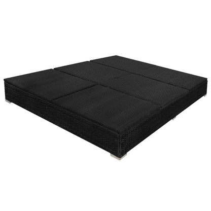 Lettino Prendisole Con Ombrellone In Polyrattan