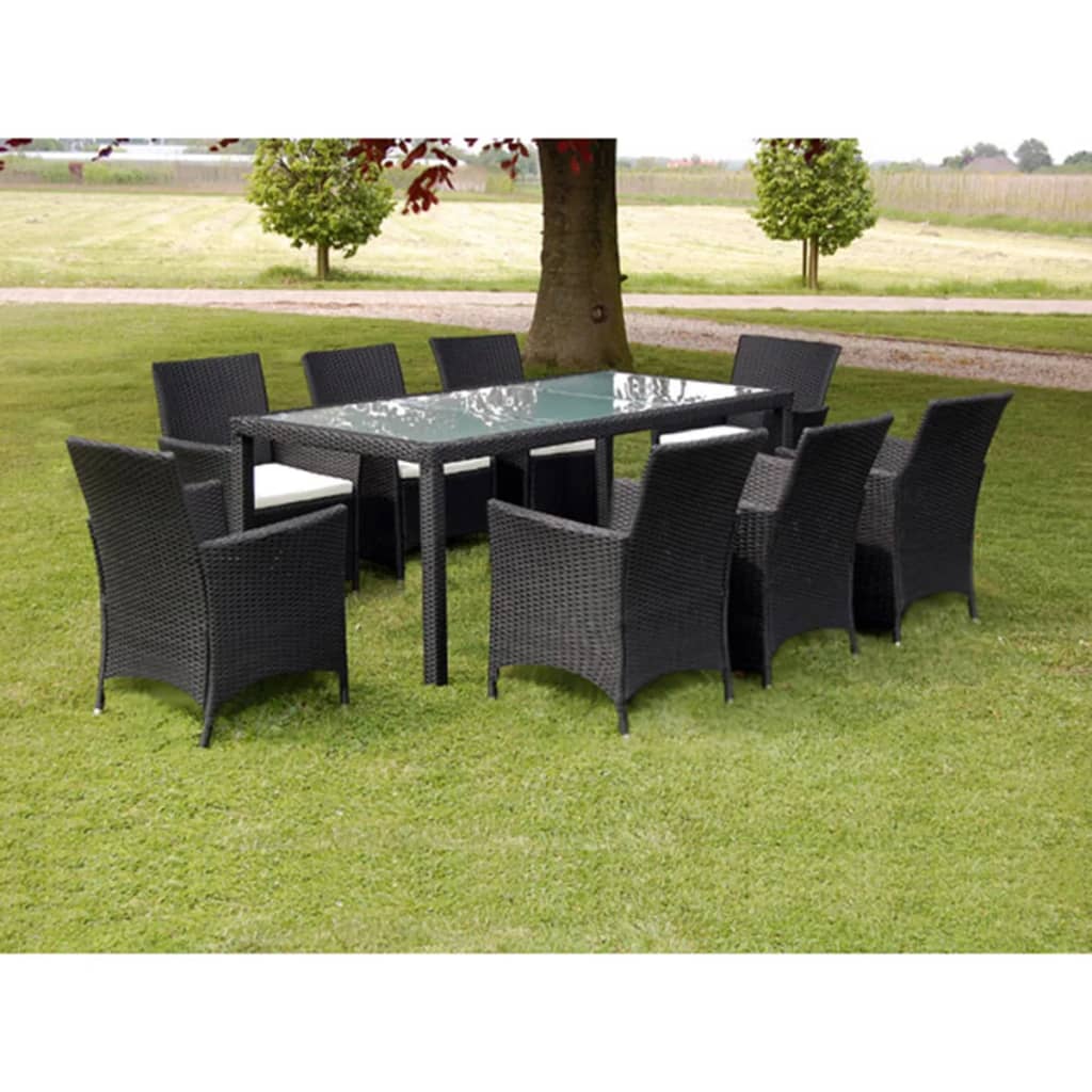 Set Mobili Da Pranzo Da Giardino 9Pz E Cuscini Polyrattan