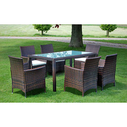 Set Mobili Da Pranzo Da Giardino 9Pz E Cuscini Polyrattan