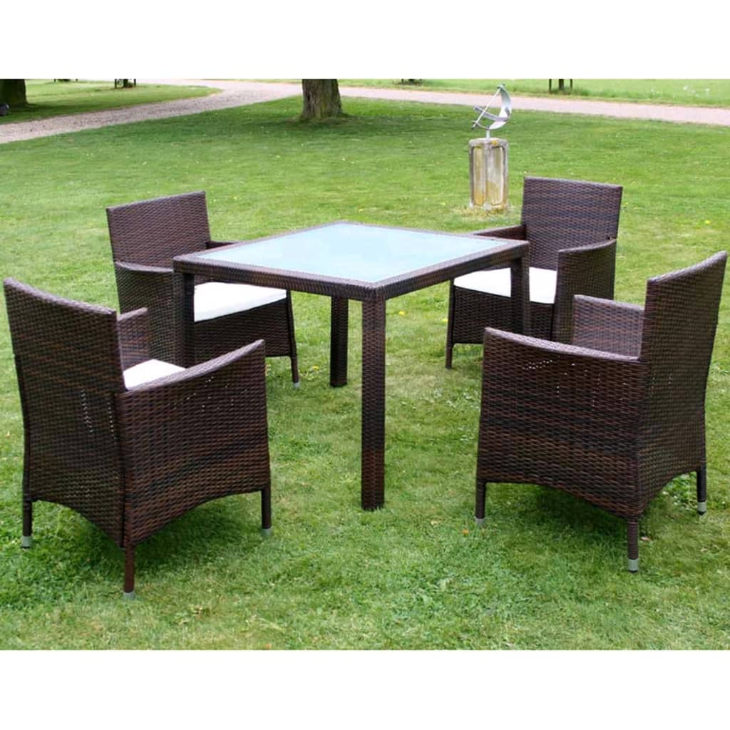 Set Mobili Da Pranzo Da Giardino 9Pz E Cuscini Polyrattan