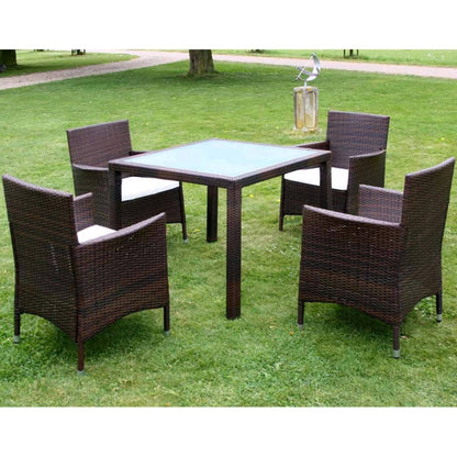 Set Mobili Da Pranzo Da Giardino 9Pz E Cuscini Polyrattan
