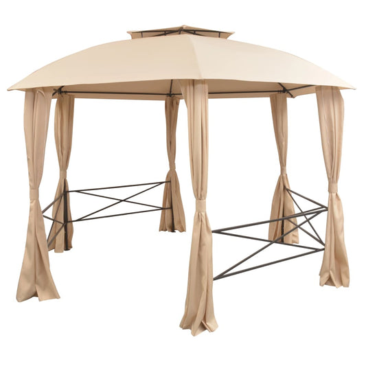 Gazebo Padiglione Da Giardino Con Tende Esagonale 360X265 Cm