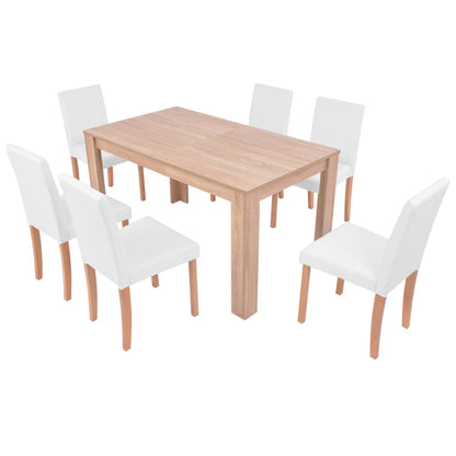 Sedie E Tavolo Pranzo 7 Pz In Pelle Artificiale Quercia