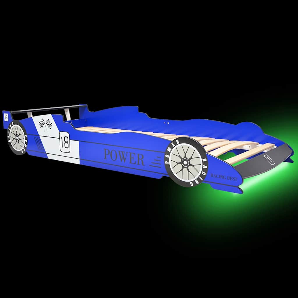 Letto Con Luci Led Per Bambino Auto Da Corsa 90X200 Cm