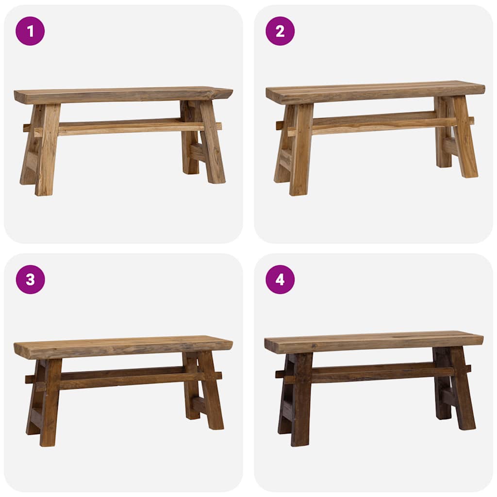 Panca Legno Massello Recupero Misto E Teak Massello 100X28X43Cm Grigio