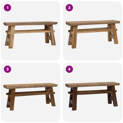 Panca Legno Massello Recupero Misto E Teak Massello 100X28X43Cm Grigio