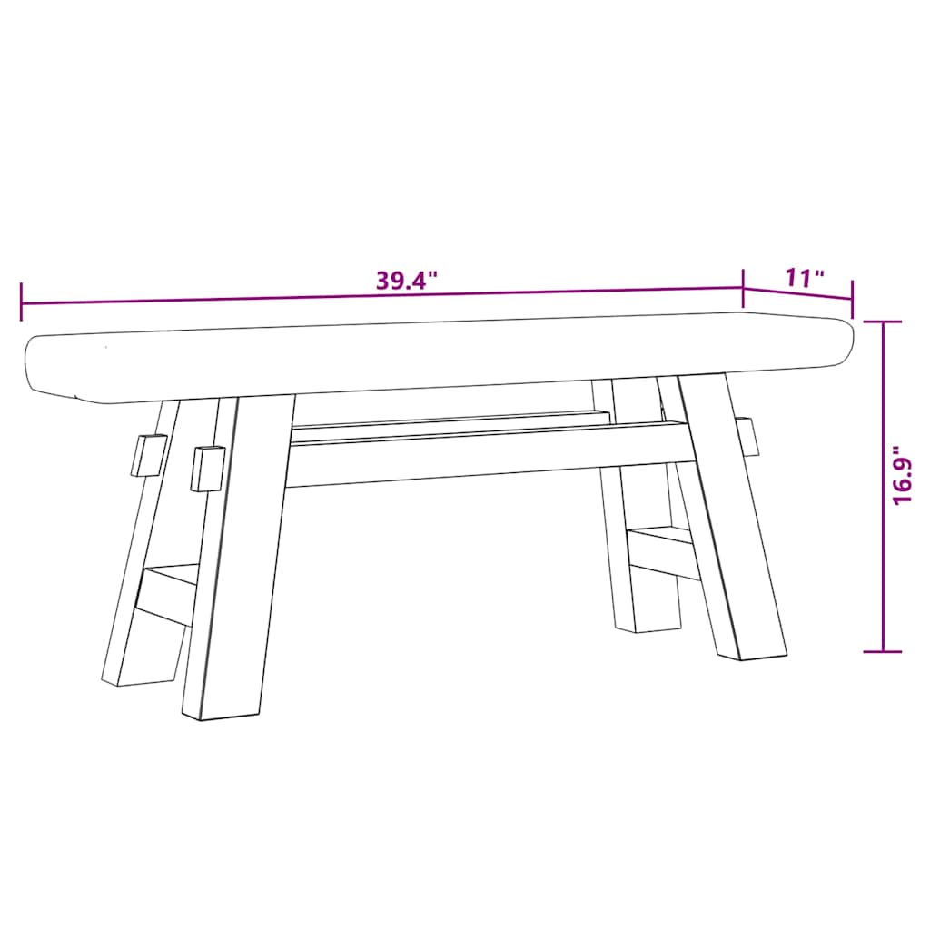 Panca Legno Massello Recupero Misto E Teak Massello 100X28X43Cm Grigio