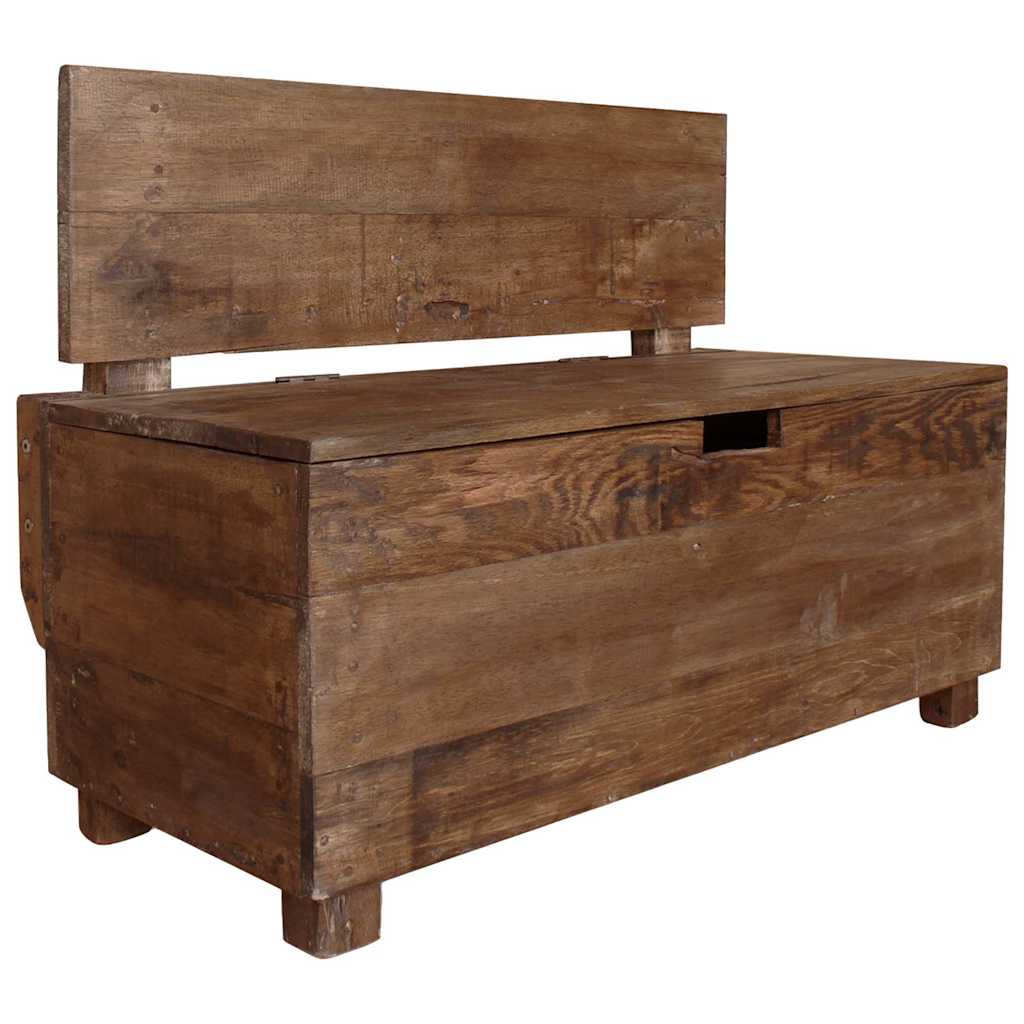 Panca In Legno Massello Di Mogano 86X40X60 Cm Marrone E Bianco