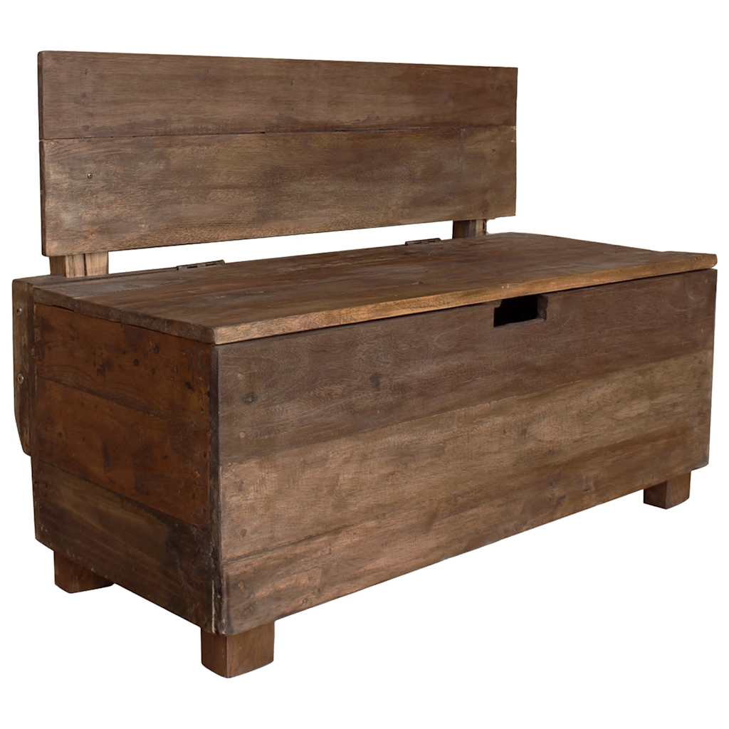 Panca In Legno Massello Di Mogano 86X40X60 Cm Marrone E Bianco