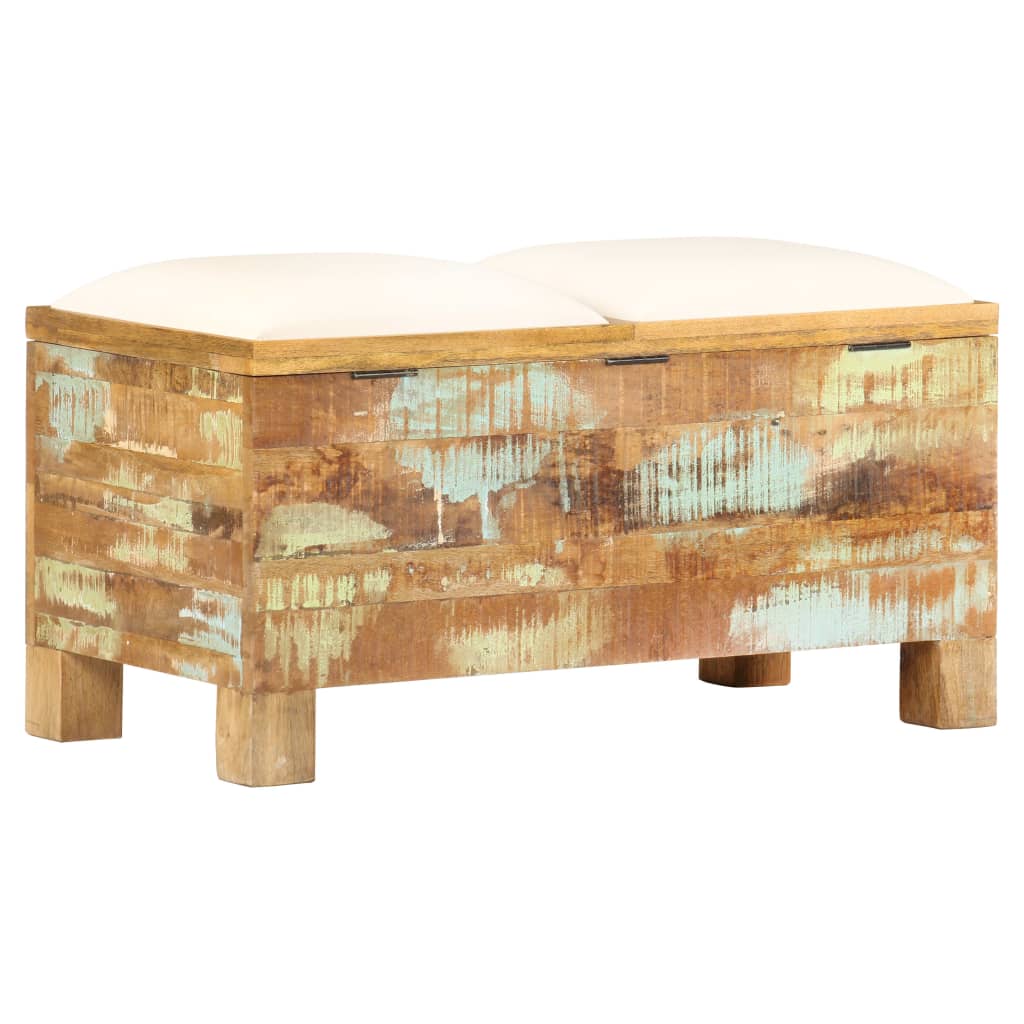 Cassapanca In Legno Massello Di Recupero 80X40X40 Cm