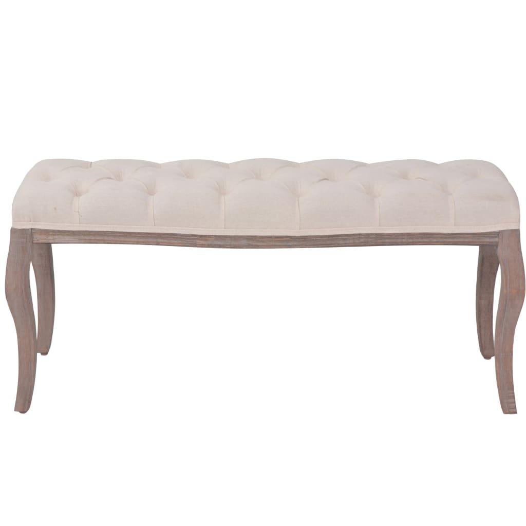 Panca In Lino E Legno Massello 110X38X48 Cm