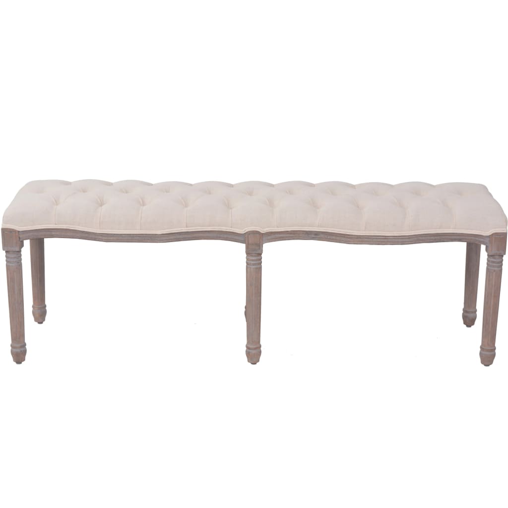 Panca In Lino E Legno Massello 150X40X48 Cm
