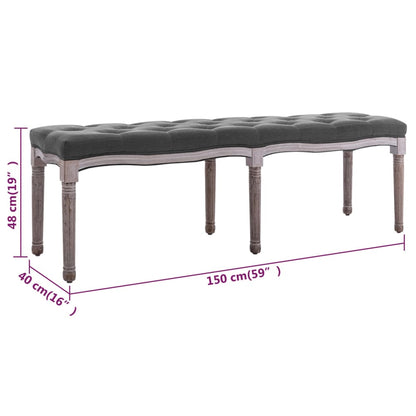 Panca In Lino E Legno Massello 150X40X48 Cm