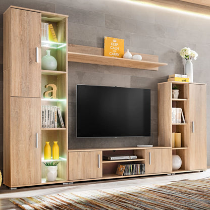 Parete Attrezzata Porta Tv Con Luci Led Sonoma