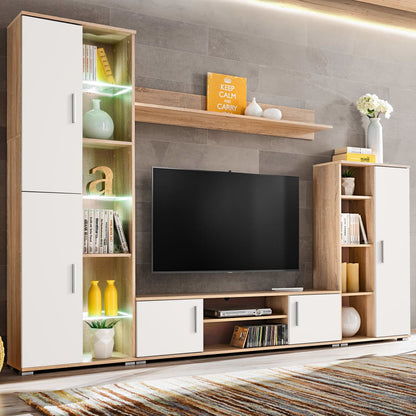 Parete Attrezzata Porta Tv Con Luci Led Sonoma