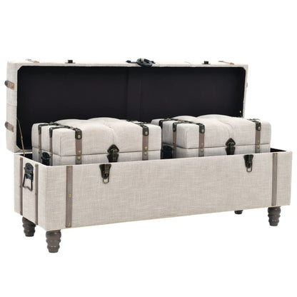 Set Cassapanche 3 Pz In Legno Massello E Acciaio 112X37X45 Cm