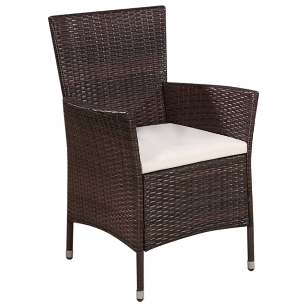Sedia Da Esterno Con Sgabello E Cuscini In Polyrattan Marrone