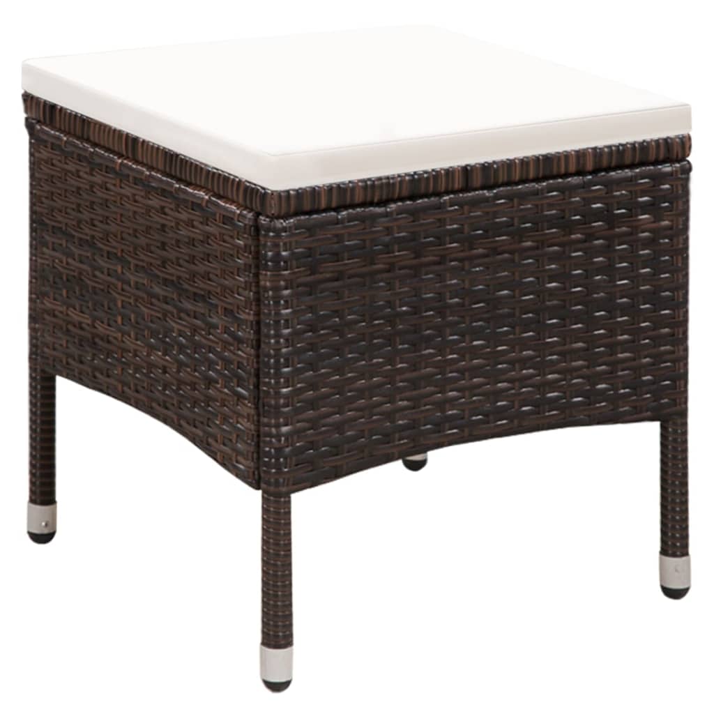 Sedia Da Esterno Con Sgabello E Cuscini In Polyrattan Marrone