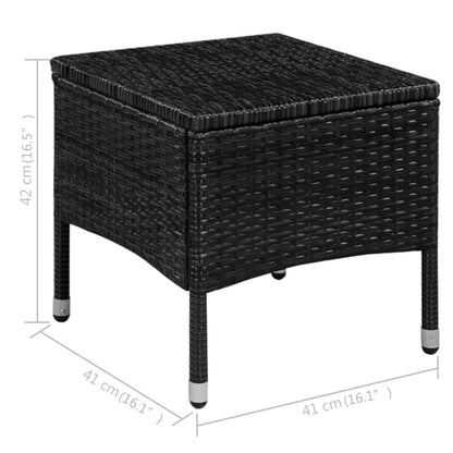 Sedia Da Esterno Con Sgabello E Cuscini In Polyrattan Nero