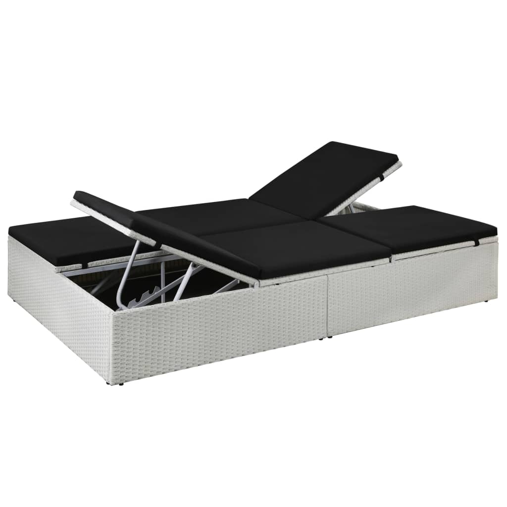 Lettino Prendisole Con Cuscino In Polyrattan Nero