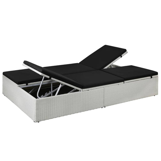 Lettino Prendisole Con Cuscino In Polyrattan Nero