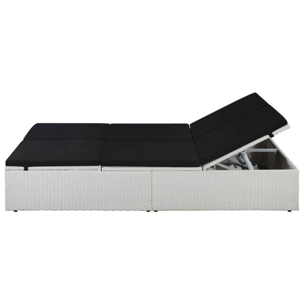 Lettino Prendisole Con Cuscino In Polyrattan Nero