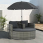 Lettino Da Giardino Con Ombrellone Nero In Polyrattan