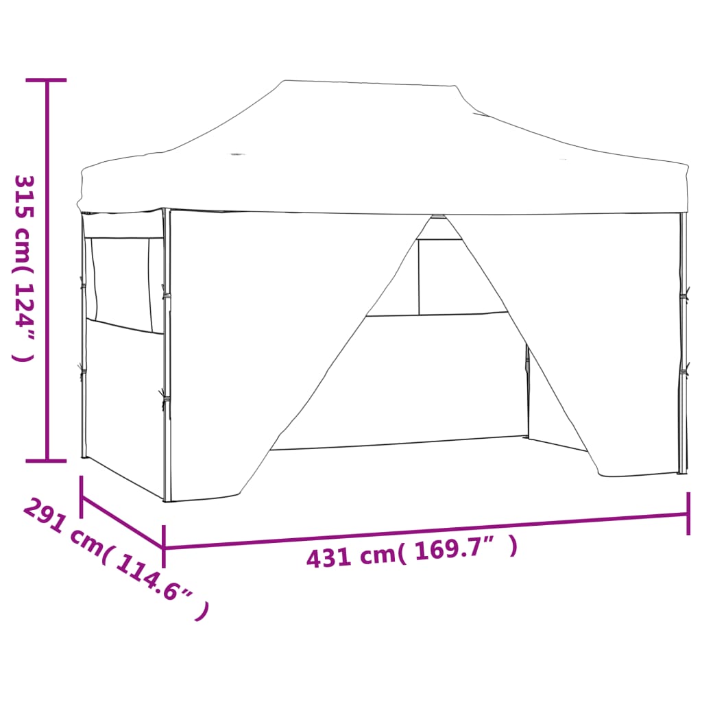 Tenda Pieghevole Pop-Up 4 Pareti Laterali 3X4,5 M Antracite