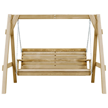 Panca A Dondolo Da Giardino In Pino Impregnato 205X150X157 Cm