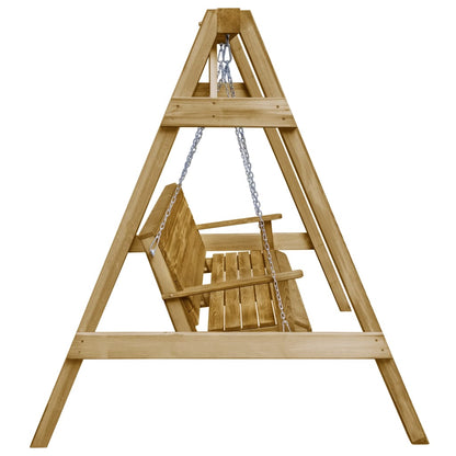 Panca A Dondolo Da Giardino In Pino Impregnato 205X150X157 Cm