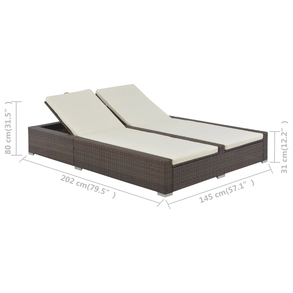 Lettino Prendisole Doppio In Polyrattan