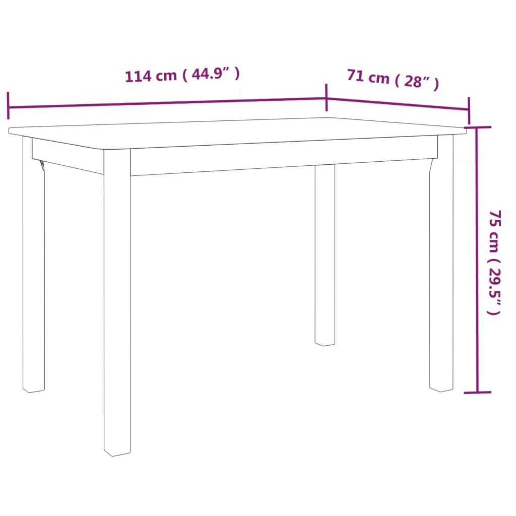 Tavolo Da Pranzo 114X71X75Cm Massello Di Hevea
