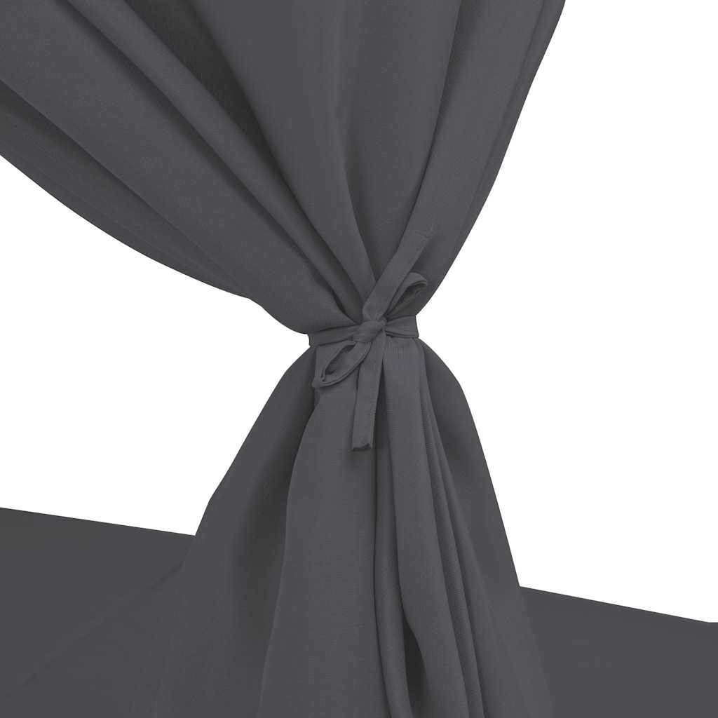 Lettino Prendisole Con Tende In Polyrattan Grigio