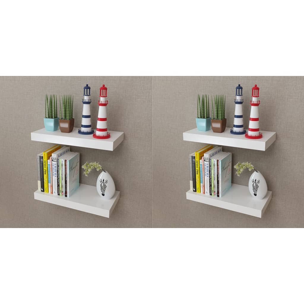 Mensole A Muro Bianche 2 Pz In Mdf Per Libri/Dvd Bianco