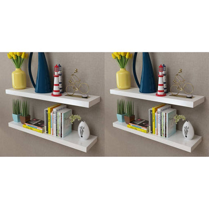 Mensole A Muro Bianche 2 Pz In Mdf Per Libri/Dvd Bianco